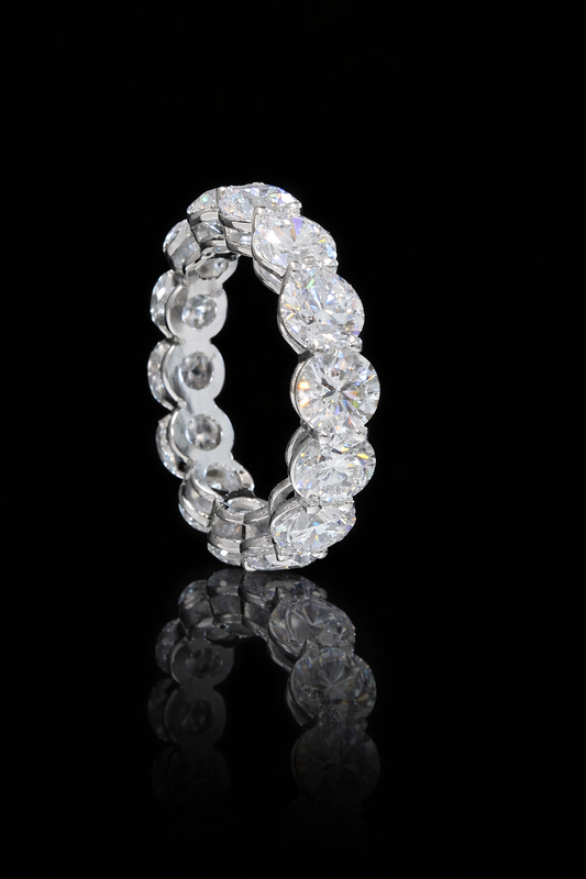 Round-Cut Lab-Grown Diamond Eternity Wedding Band in White Gold | Prong-Set Design