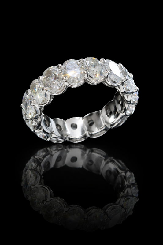 Oval-Cut Lab-Grown Diamond Eternity Wedding Band in White Gold | Prong-Set Design