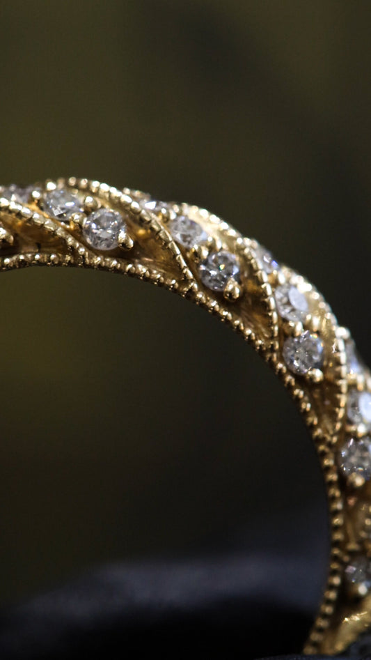 Vintage Round Diamond Eternity Band in 14K Yellow Gold | 0.95 CT