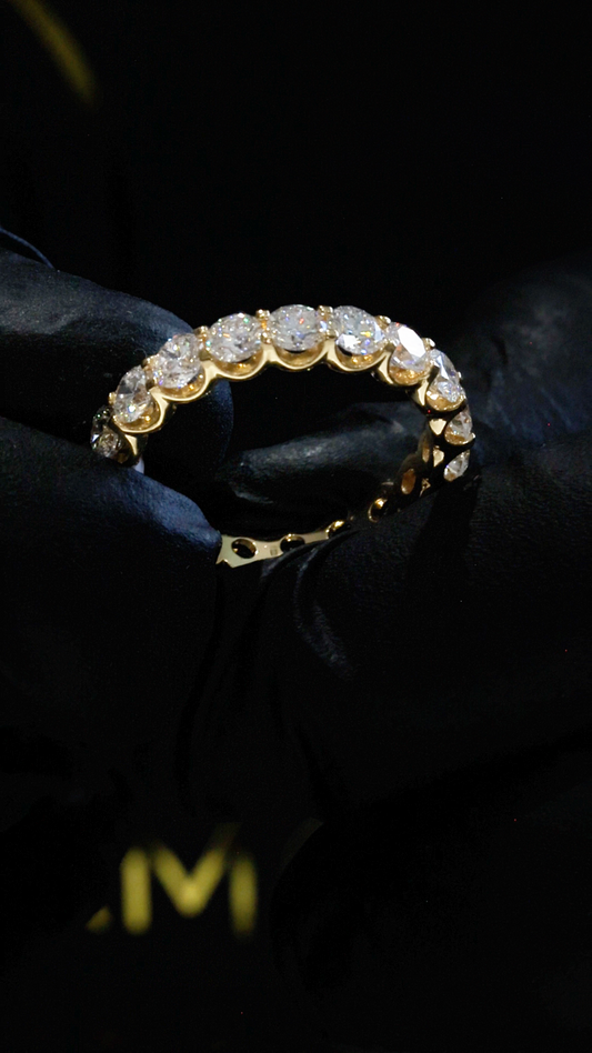Round-Cut Lab-Grown Diamond Eternity Wedding Band in Yellow Gold | Prong-Set Design