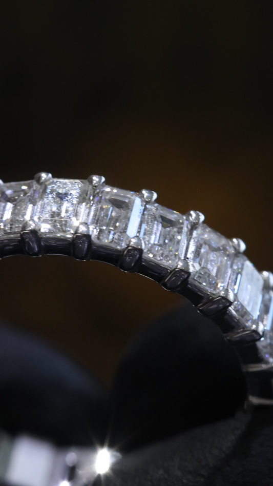 Emerald Cut Diamond Eternity Band in White Gold | 3.30 CTW Diamonds