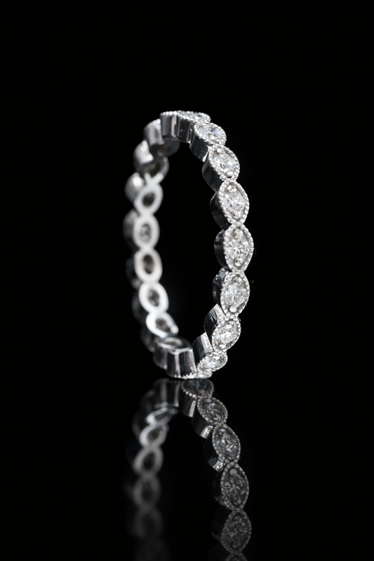 Natural Diamond Marquise-Style Eternity Band in 14K White Gold .3ct houston jeweler