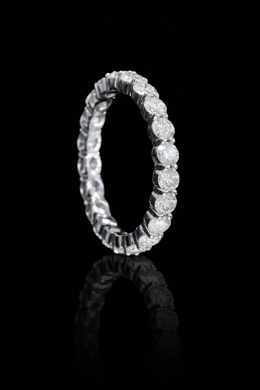 Natural Diamond Round Brilliant Eternity Band in 14K White Gold | 1.50 houston jeweler