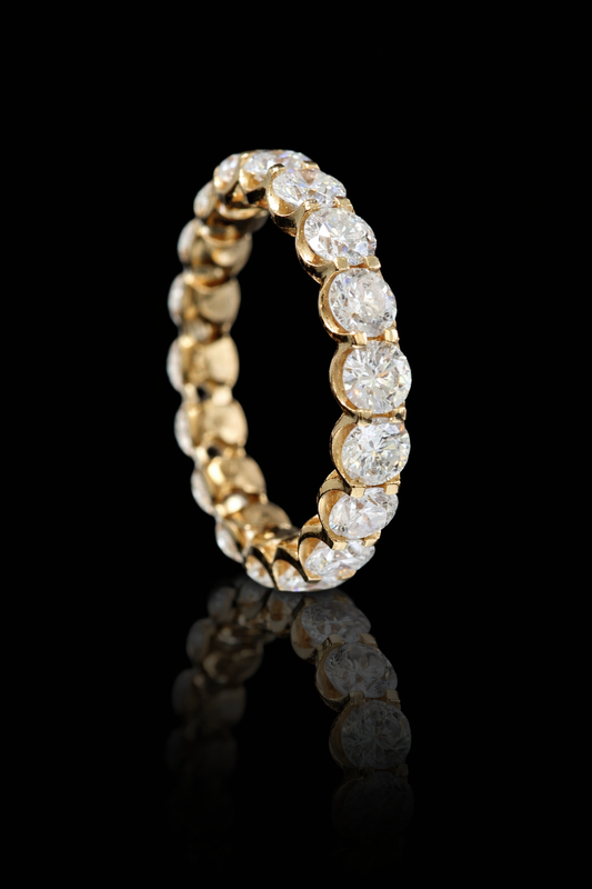Natural Round Brilliant Diamond Eternity Band in 14K Yellow Gold | 3.10 CTW houston jeweler