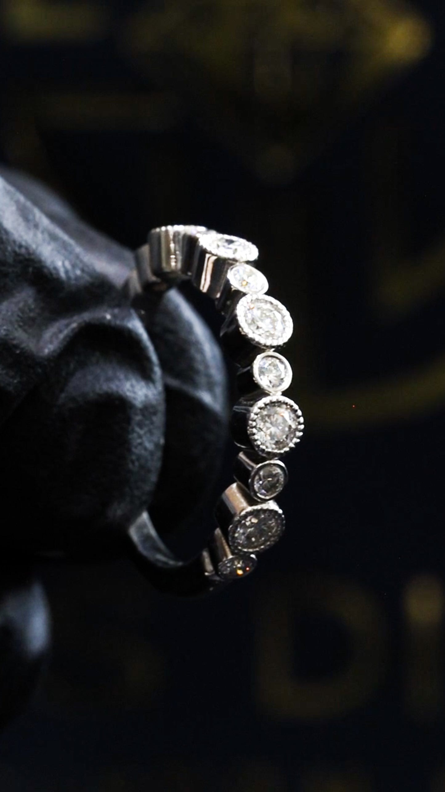 14K White Gold Bezel Diamond Half Eternity Band | .55 CTW