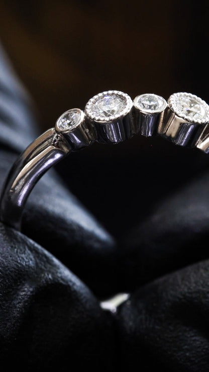 14K White Gold Bezel Diamond Half Eternity Band | .55 CTW