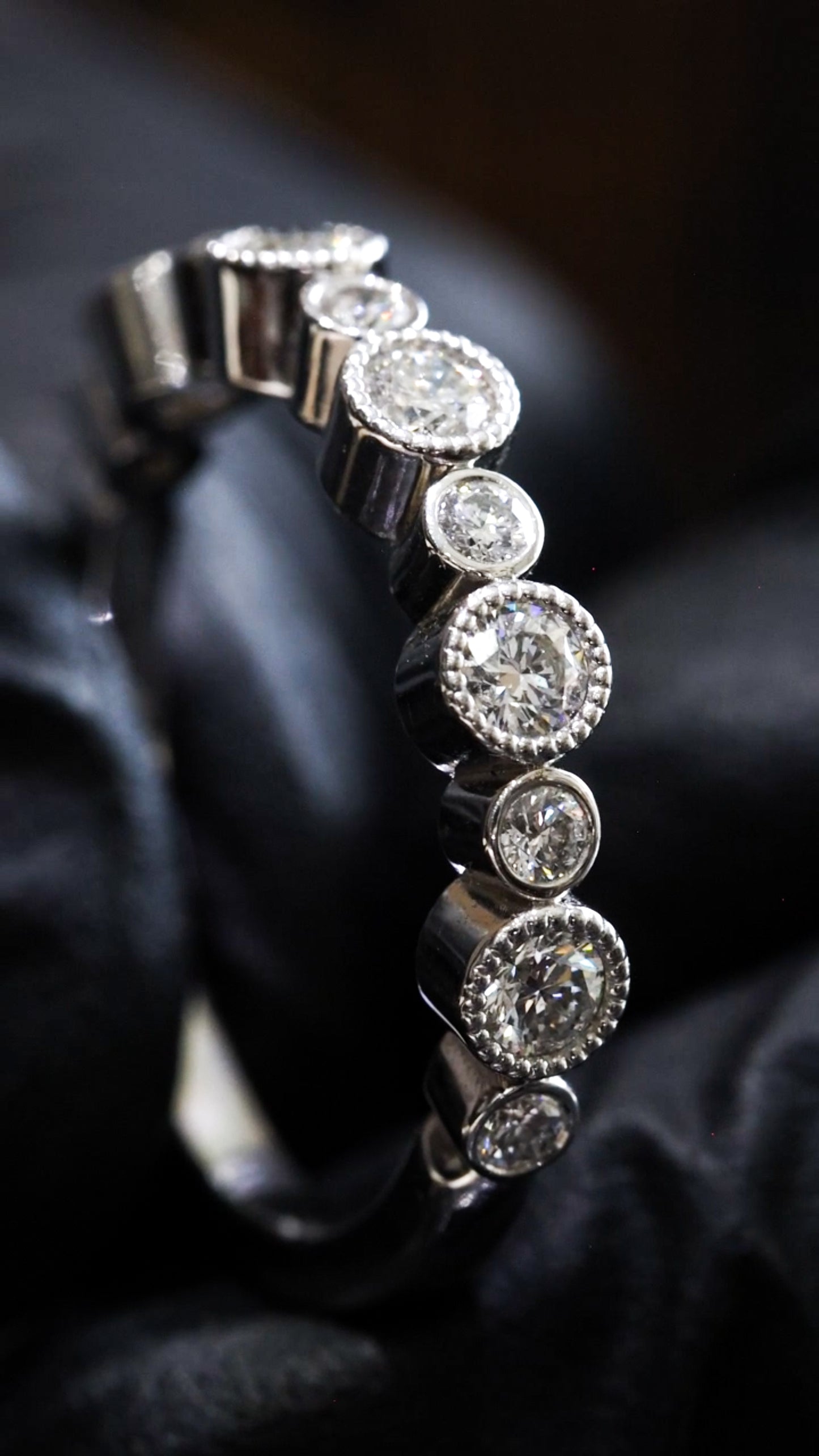 14K White Gold Bezel Diamond Half Eternity Band | .55 CTW