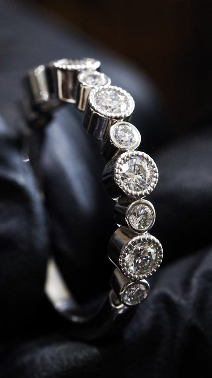 14K White Gold Bezel Diamond Half Eternity Band | .55 CTW