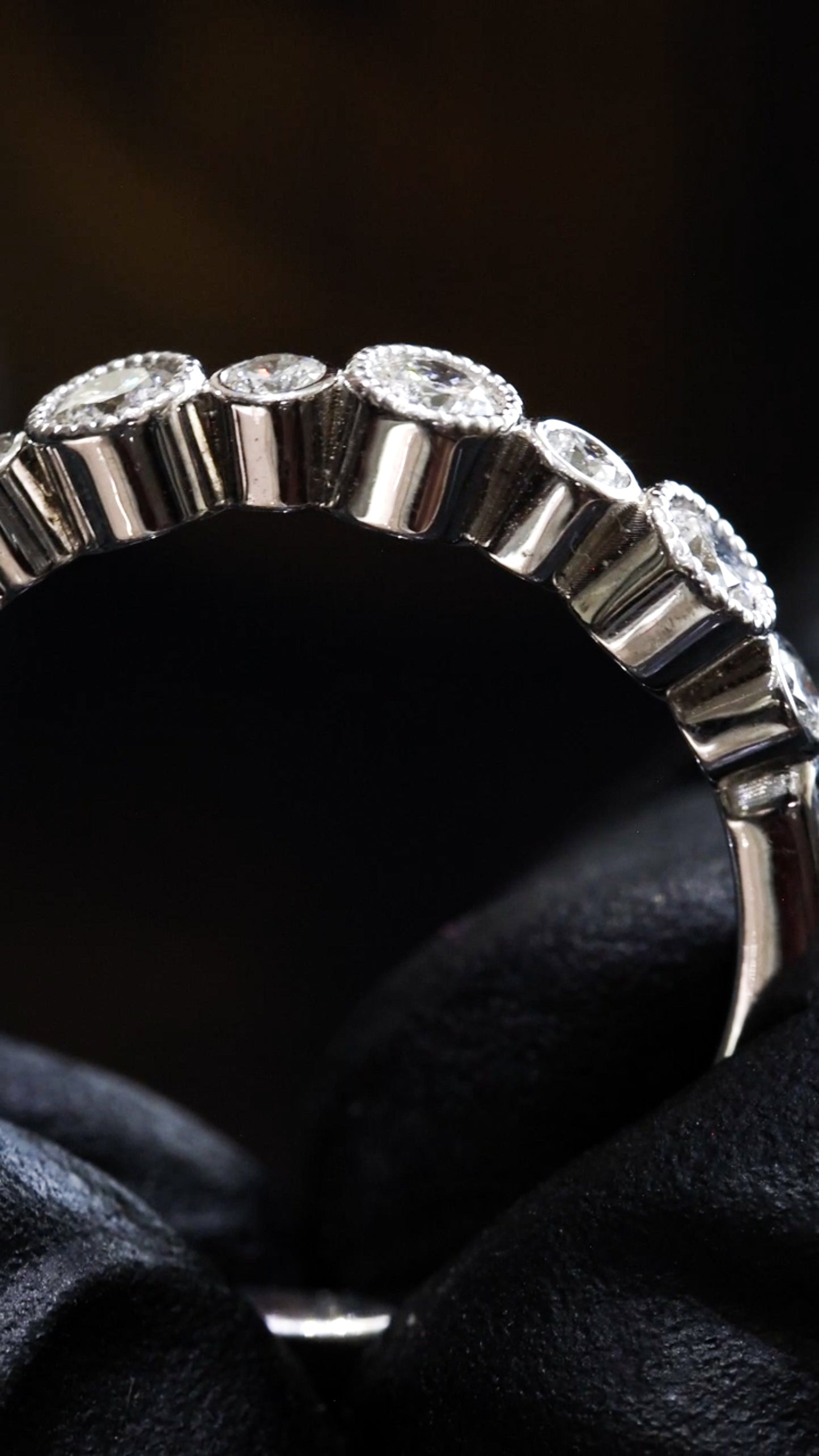 14K White Gold Bezel Diamond Half Eternity Band | .55 CTW