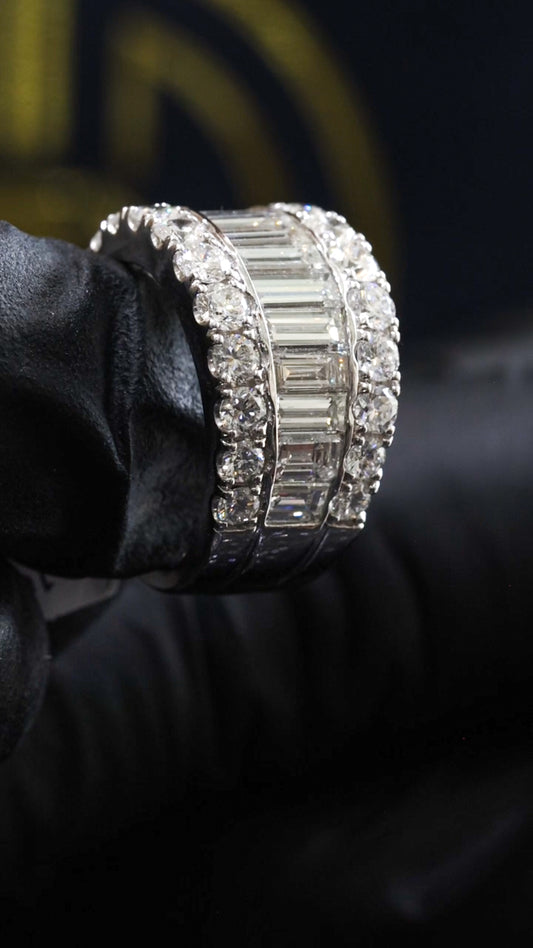 Baguette & Round Diamond Band in 18k White Gold | 6.00 CTW