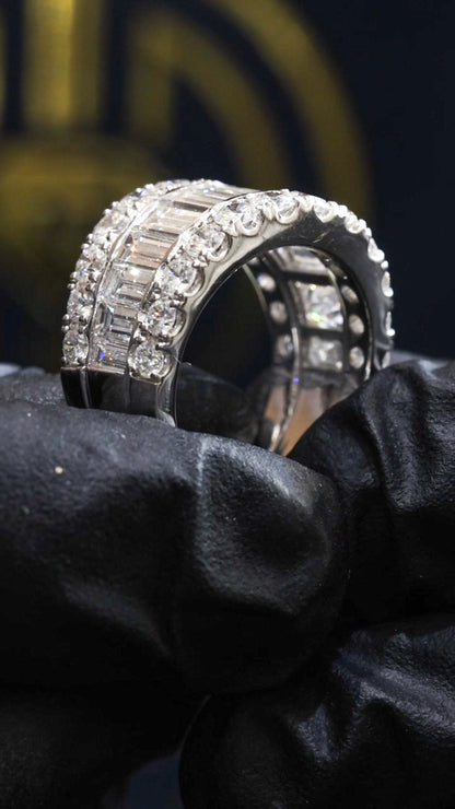 Baguette & Round Diamond Band in 18k White Gold | 6.00 CTW