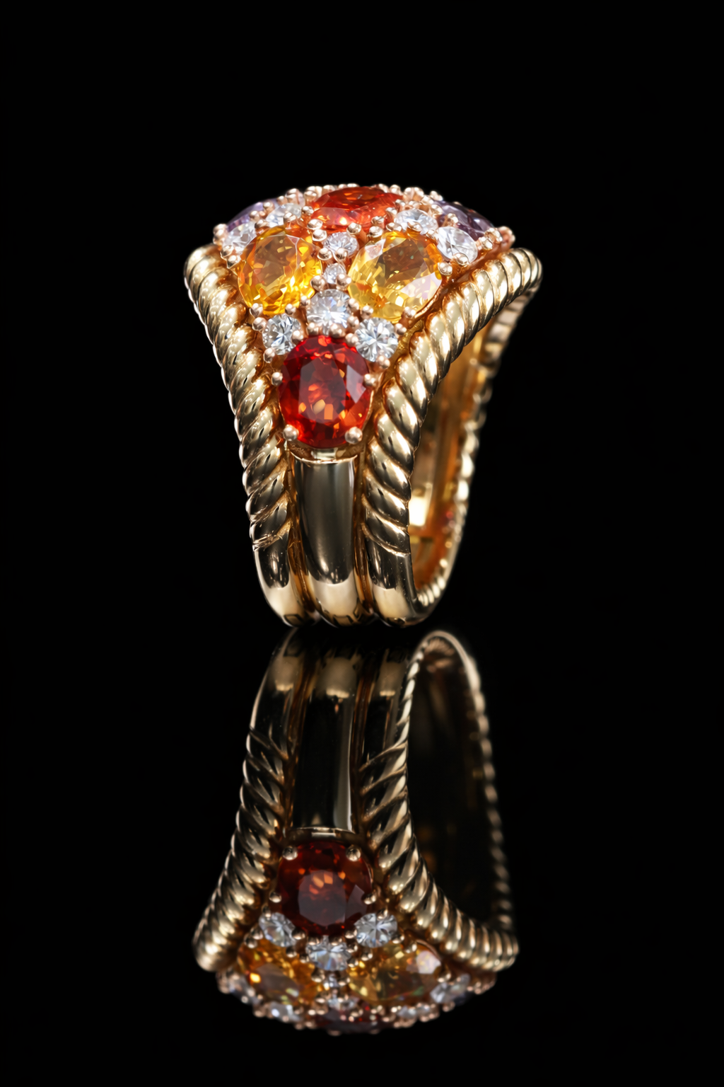 Multi Color Gem Natural Diamonds Dome Ring Houston Jeweler