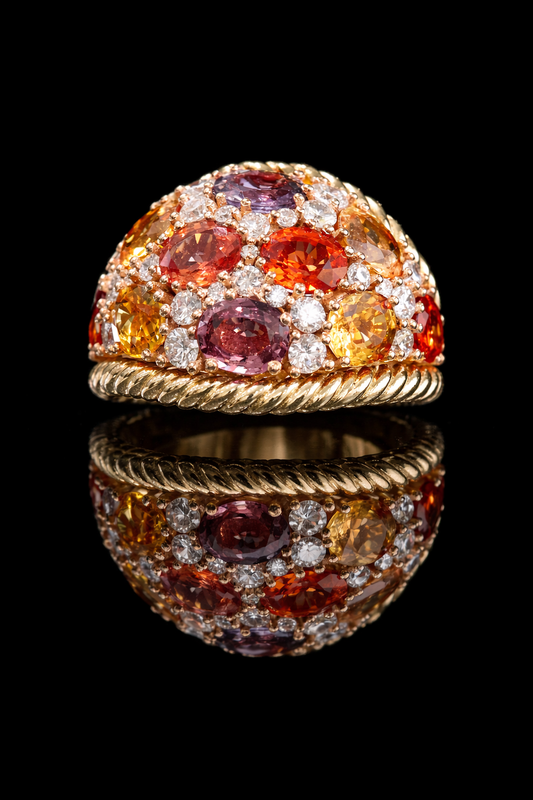 Multi Color Gem Natural Diamonds Dome Ring Houston Jeweler