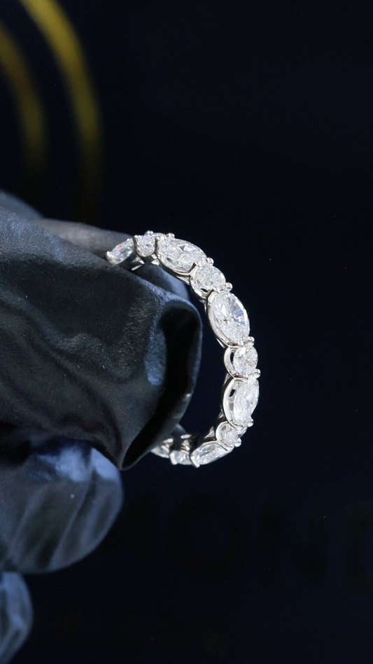 Round-Cut Lab-Grown Diamond Eternity Wedding Band in White Gold | Prong-Set Design