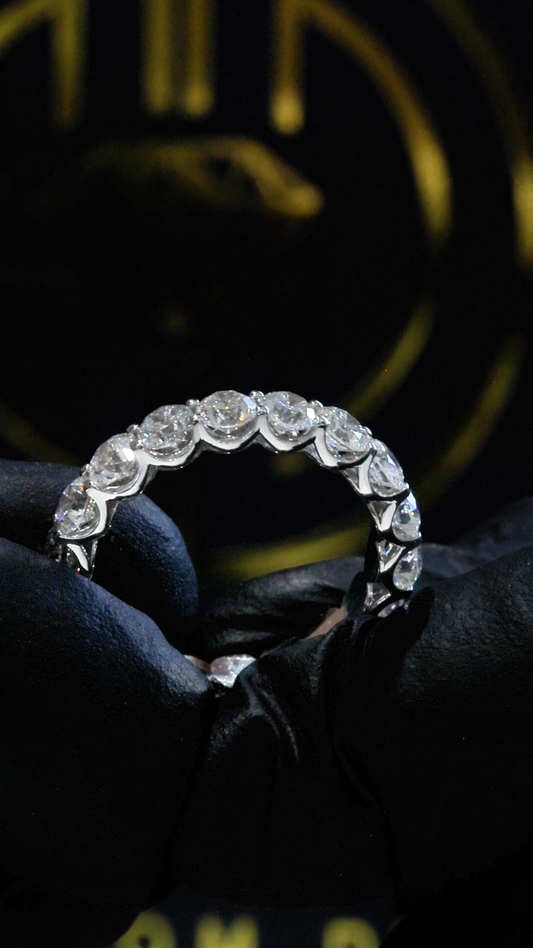 Round-Cut Natural Diamond Eternity Wedding Band in White Gold | Prong-Set Design