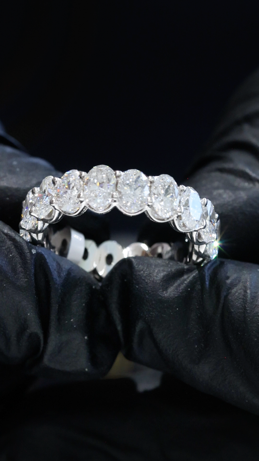 Oval-Cut Lab-Grown Diamond Eternity Wedding Band in White Gold | Prong-Set Design