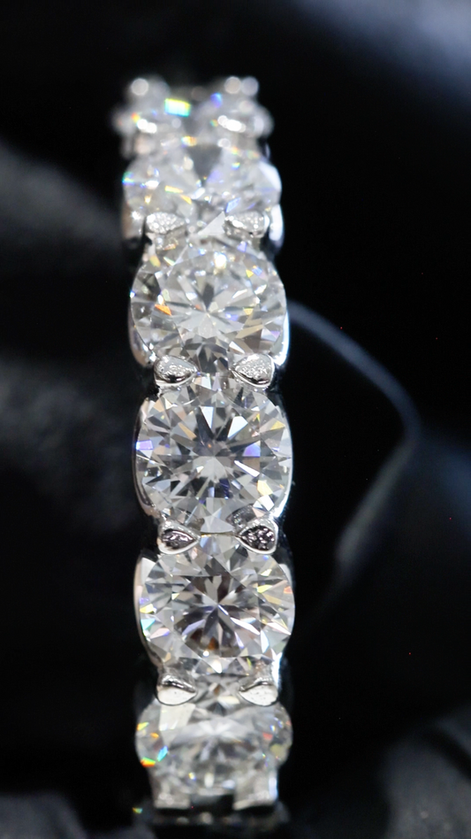 Round-Cut Lab-Grown Diamond Eternity Wedding Band in White Gold | Prong-Set Design