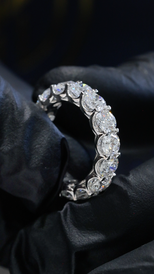 Round-Cut Lab-Grown Diamond Eternity Wedding Band in White Gold | Prong-Set Design