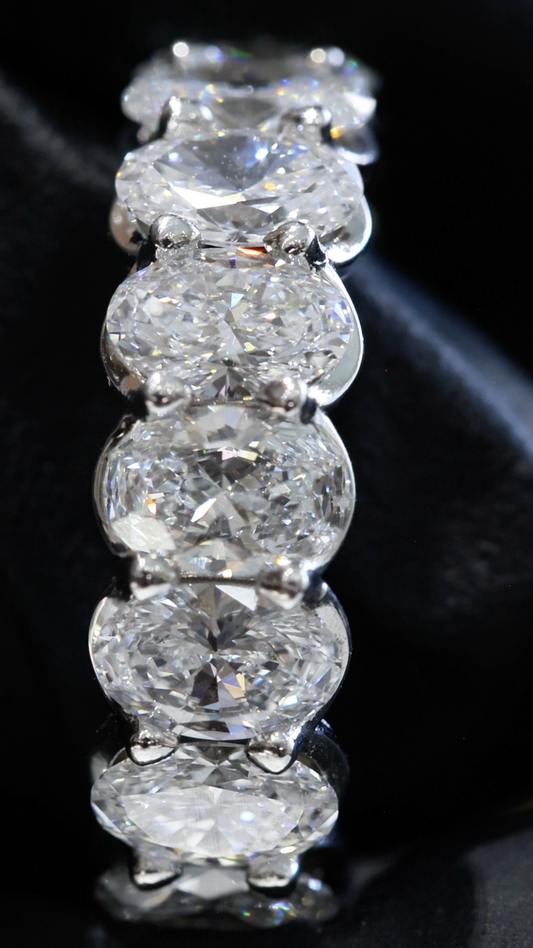 Oval-Cut Lab-Grown Diamond Eternity Wedding Band in White Gold | Prong-Set Design