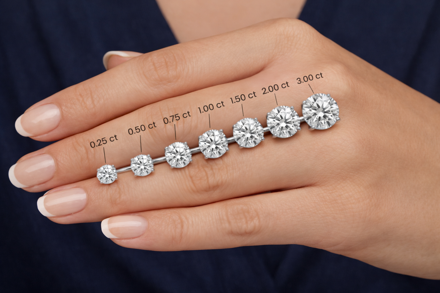 Diamond carat size comparison