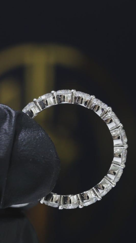 Natural Round Brilliant Diamond Eternity Band in 14K White Gold | 2.86 CTW houston jeweler
