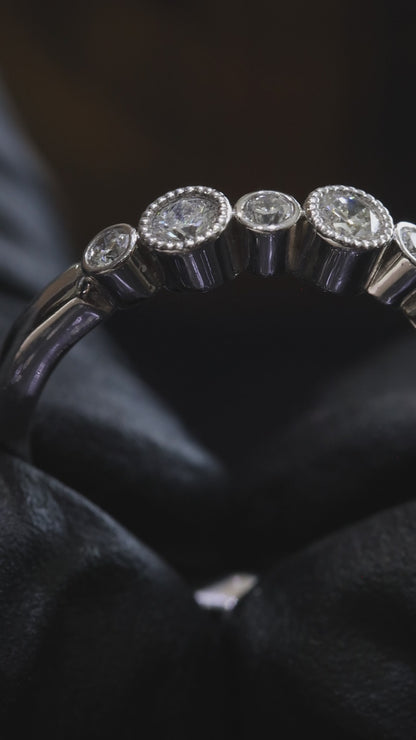 14K White Gold Bezel Diamond Half Eternity Band | .55 CTW